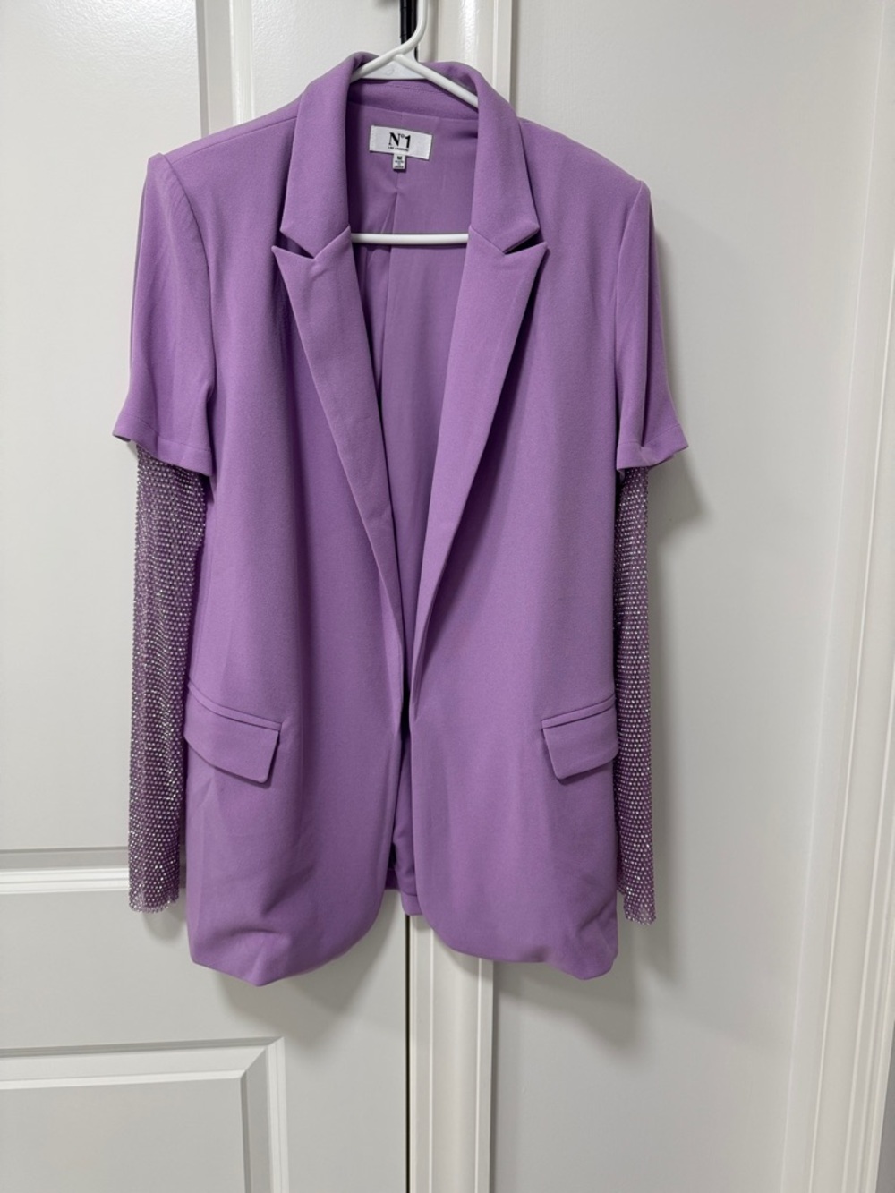 Lavender Blazer with Sheer Mesh Long Sleeves